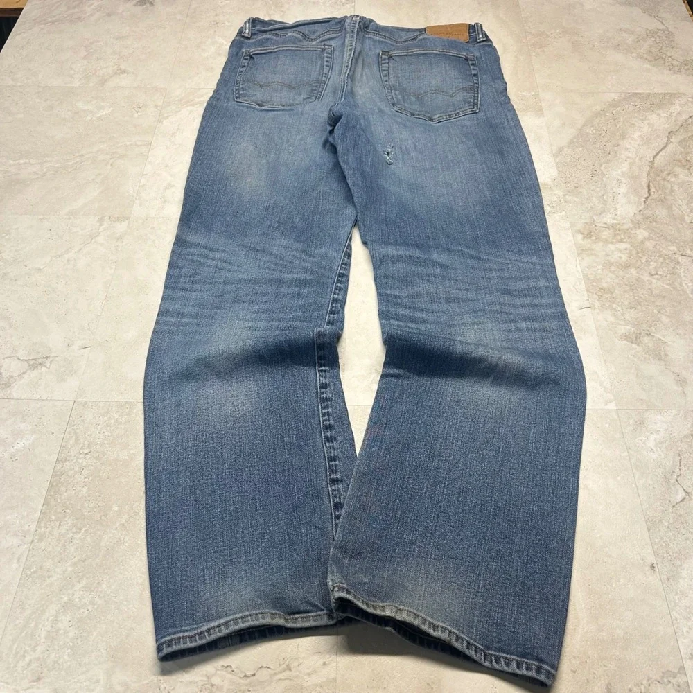 American Eagle Original Bootcut Jeans Blue Mens 34x34 Distressed Medium Wash